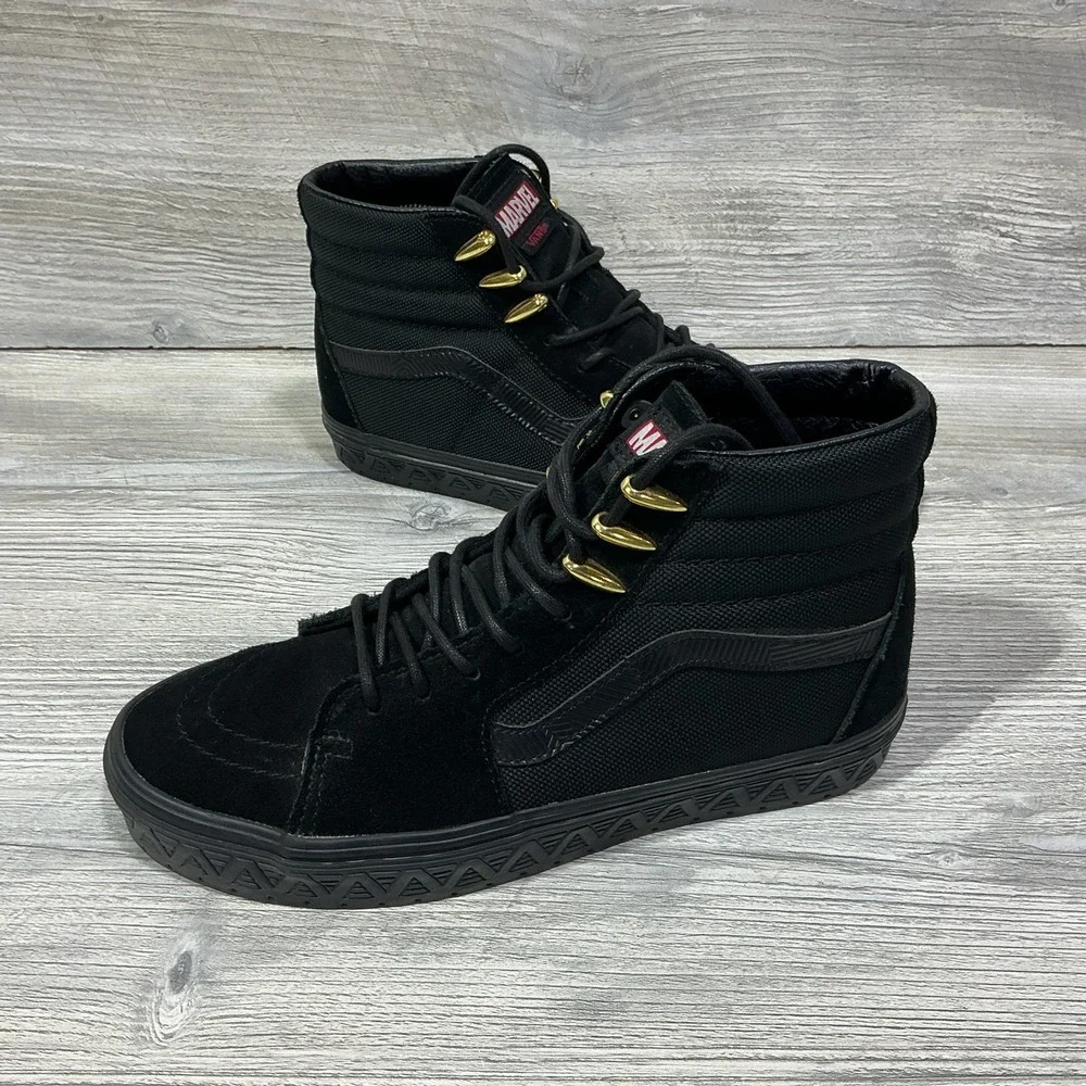 Vans x Marvel Black Panther Sk8 Hi Sneakers US Men's 7.5 Women's 9 Black 721356